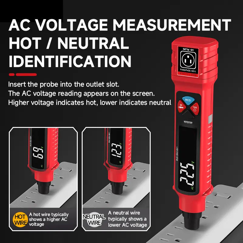 DELIXI 2 in 1 Outlet Circuit & Voltage Tester Pen, 2–440V AC Voltage Detector with NCV Function, Integrated GFCI Outlet Tester & Polarity Check, LCD Display, Audible Alarm & Flashlight, 3 Prong AC Voltage Socket Checker, Wiring Fault Detector
