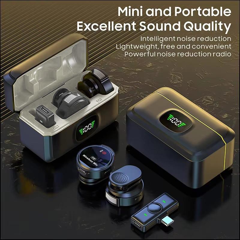 Wireless Lavalier Microphone with Charging Case - Portable Mini Audio Mic Compatible with iPhone iPad Android Smartphones for Vlog Live Recording 🎵 Free Shipping & Cash on Delivery 📊