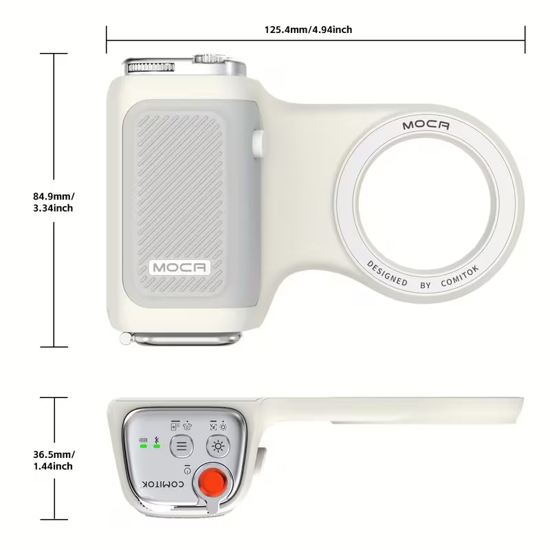 📸 Cash on Delivery 💡 COMITOK MOCA Handheld Phone Grip – Mirror + LED Fill Light, One-Tap Camera, Rechargeable Remote for Creators – Free Shipping