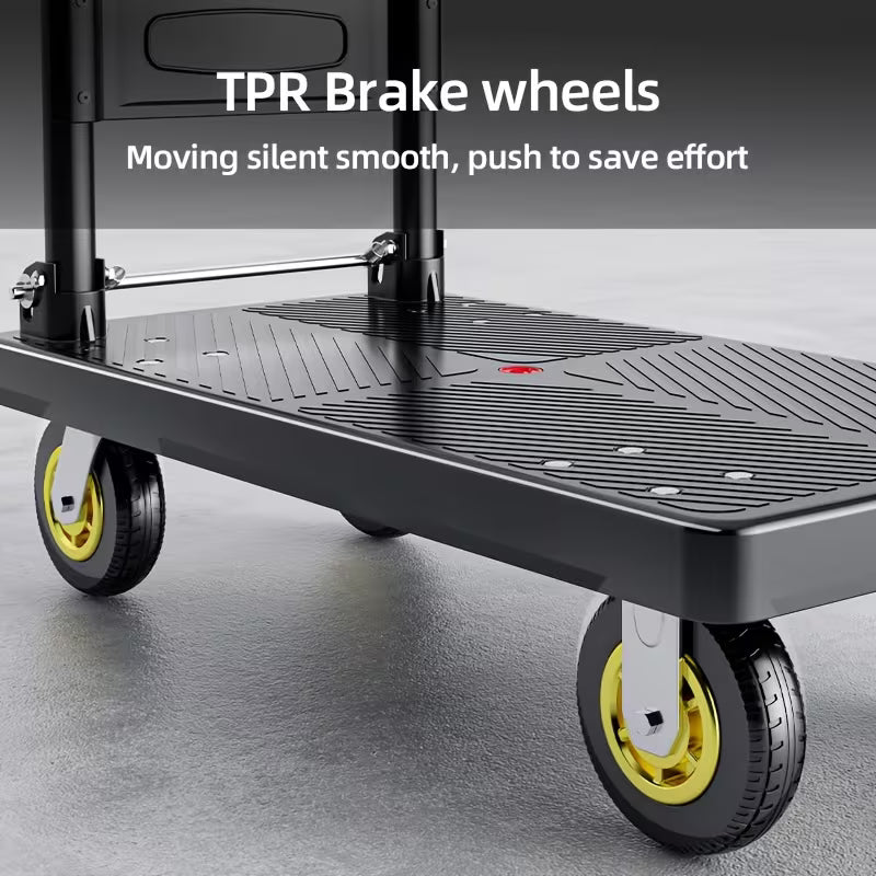Folding Flat Cart – 660lbs Capacity, Silent Swivel Wheels for Moving & Home Renovation