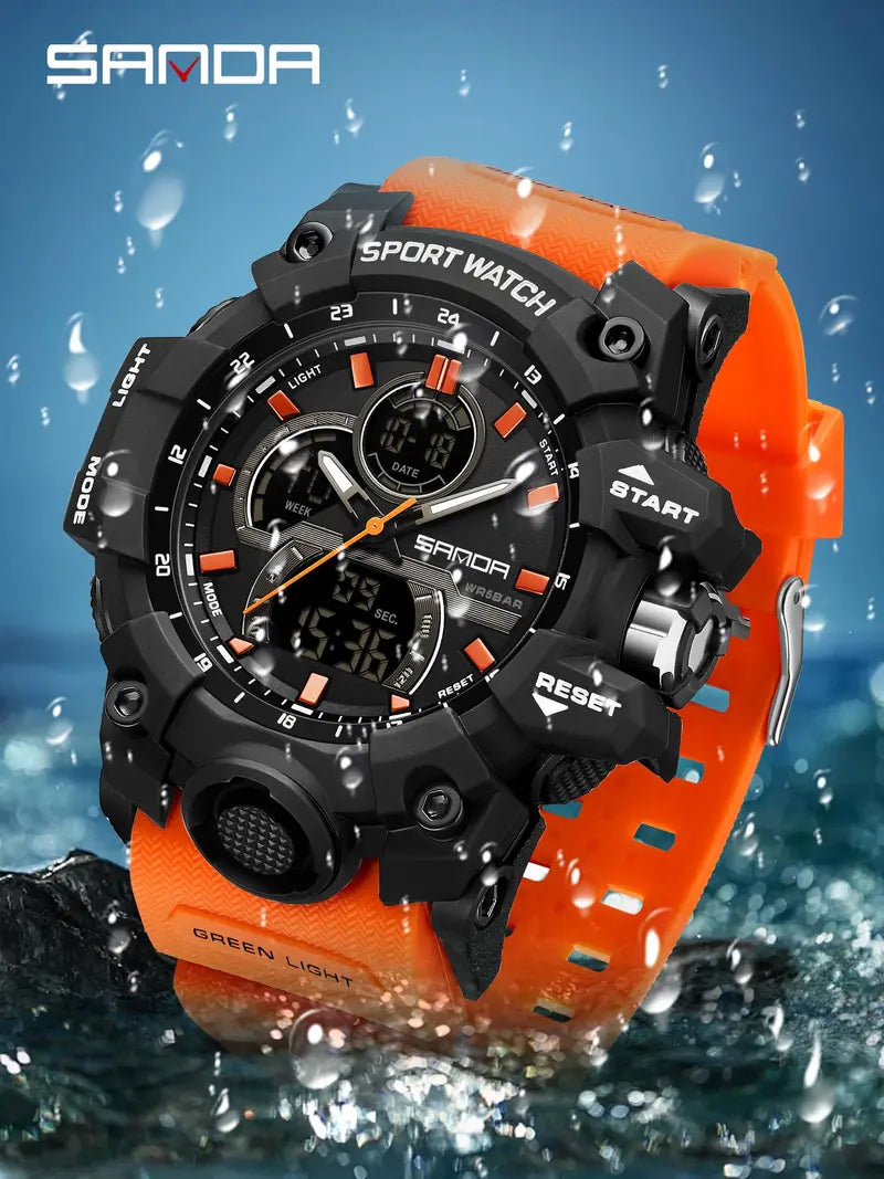 Men's Fashion Sportive Waterproof Digital Watch, Casual Trendy Luminous Digital Watch, Multifunctional Electronic Watch with Box