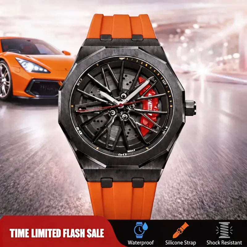 CHAXIGO New Brand Wheel Turning Quartz Watch – Creative Rotating Hub Design, 30M Waterproof, Luminous Display, Cross‑Border Fashion Trend