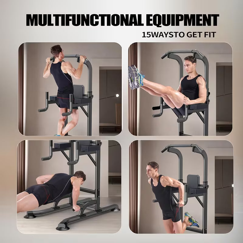 Adjustable Height Power Tower – Multi-Functional Dip Station & Pull-Up Bar for Home Gym