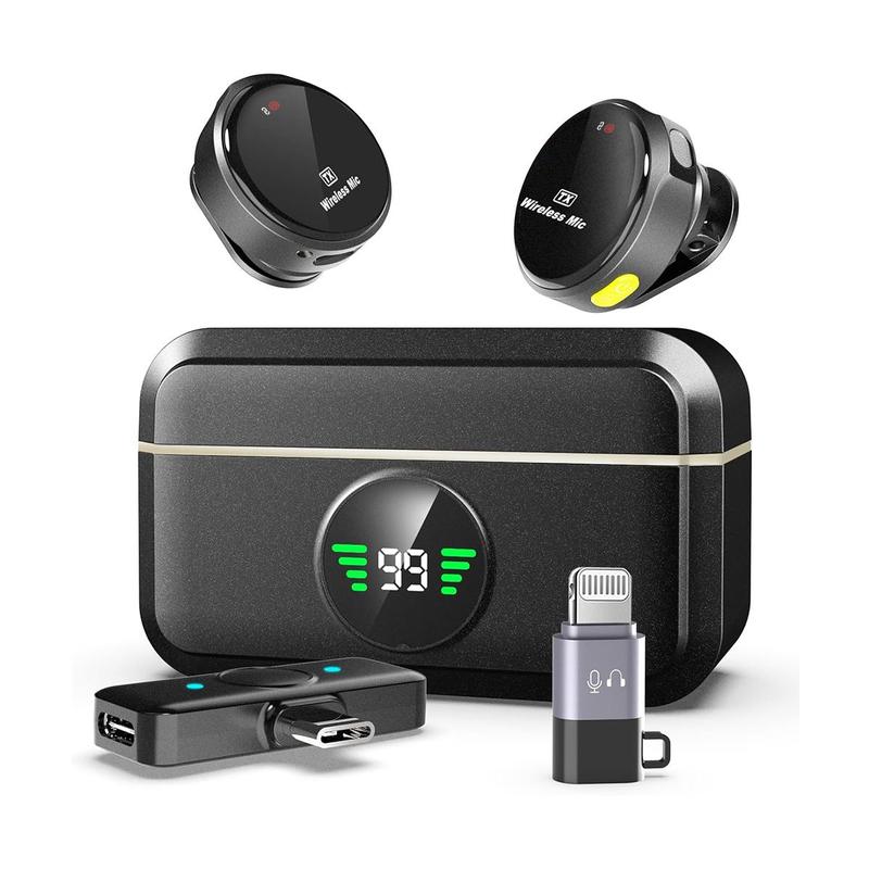 Wireless Lavalier Microphone with Charging Case - Portable Mini Audio Mic Compatible with iPhone iPad Android Smartphones for Vlog Live Recording 🎵 Free Shipping & Cash on Delivery 📊