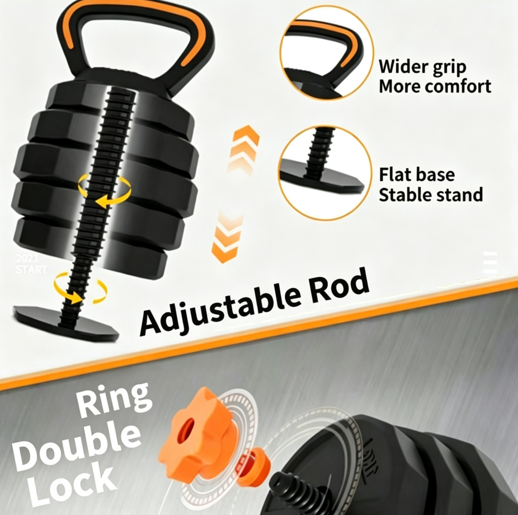 🏋️ Cash on Delivery 🎁 Adjustable Dumbbell Set – 44 lbs Multi-Functional Weight Set, Use as Dumbbell, Barbell, Kettlebell & Push-Up Stand – Home Gym Fitness Equipment – Christmas Gift Idea – Free Shipping