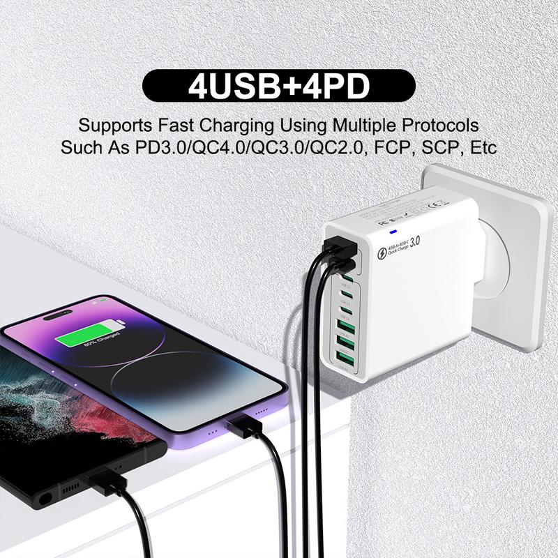 8 in 1 Waterproof Ports USB Fast Charger - Multi-Port Charging Station for Multiple Devices, High-Speed Hub with Outlet Plug 🎵 Free Shipping & Cash on Delivery 📊