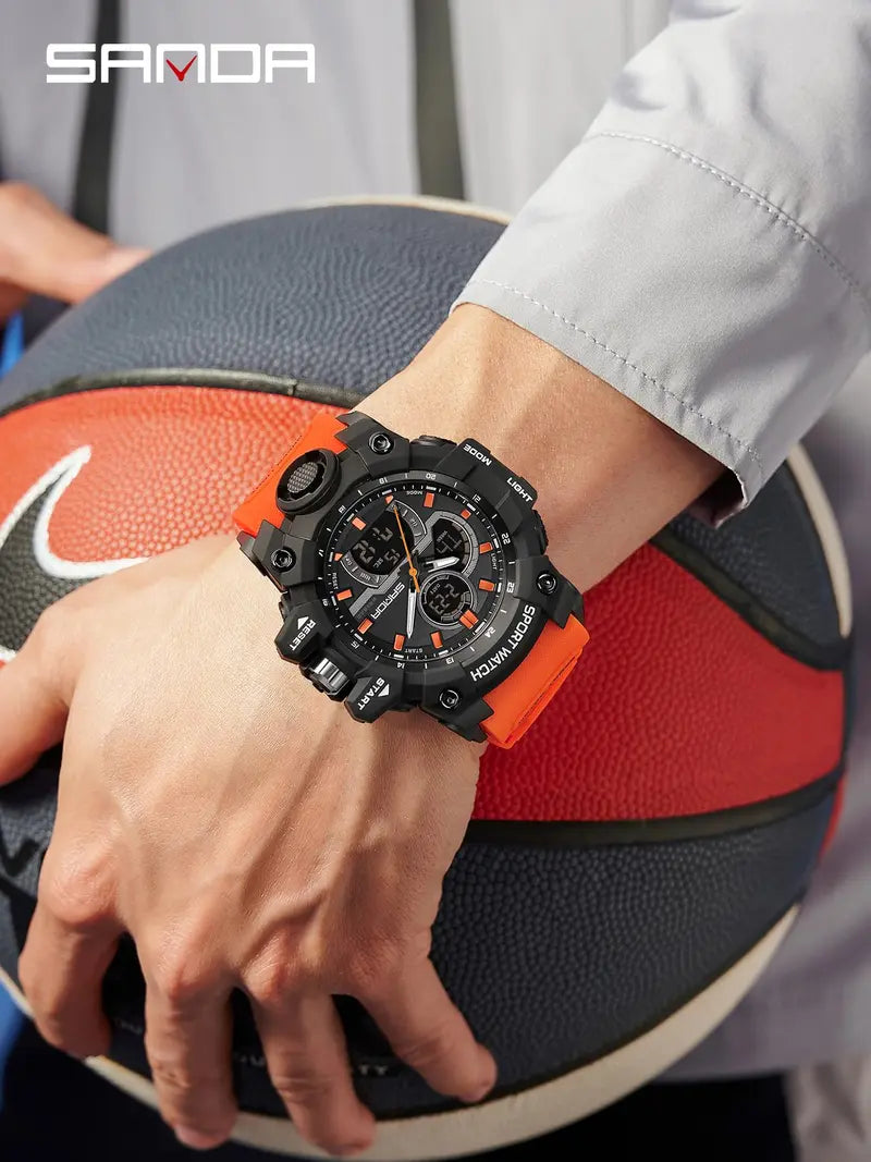 Men's Fashion Sportive Waterproof Digital Watch, Casual Trendy Luminous Digital Watch, Multifunctional Electronic Watch with Box