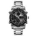 SKMEI Mensfashion Wristwatch - 48mm Round Face Metal Case, 30M Waterproof, Stainless Steel Strap, 3 Time Zones, Nightlight, Dual Time Display, Timer, Calendar, Alarm, Adults Gifts, Fashion Men's Accessories🎵 Free Shipping & Cash on Delivery 📊