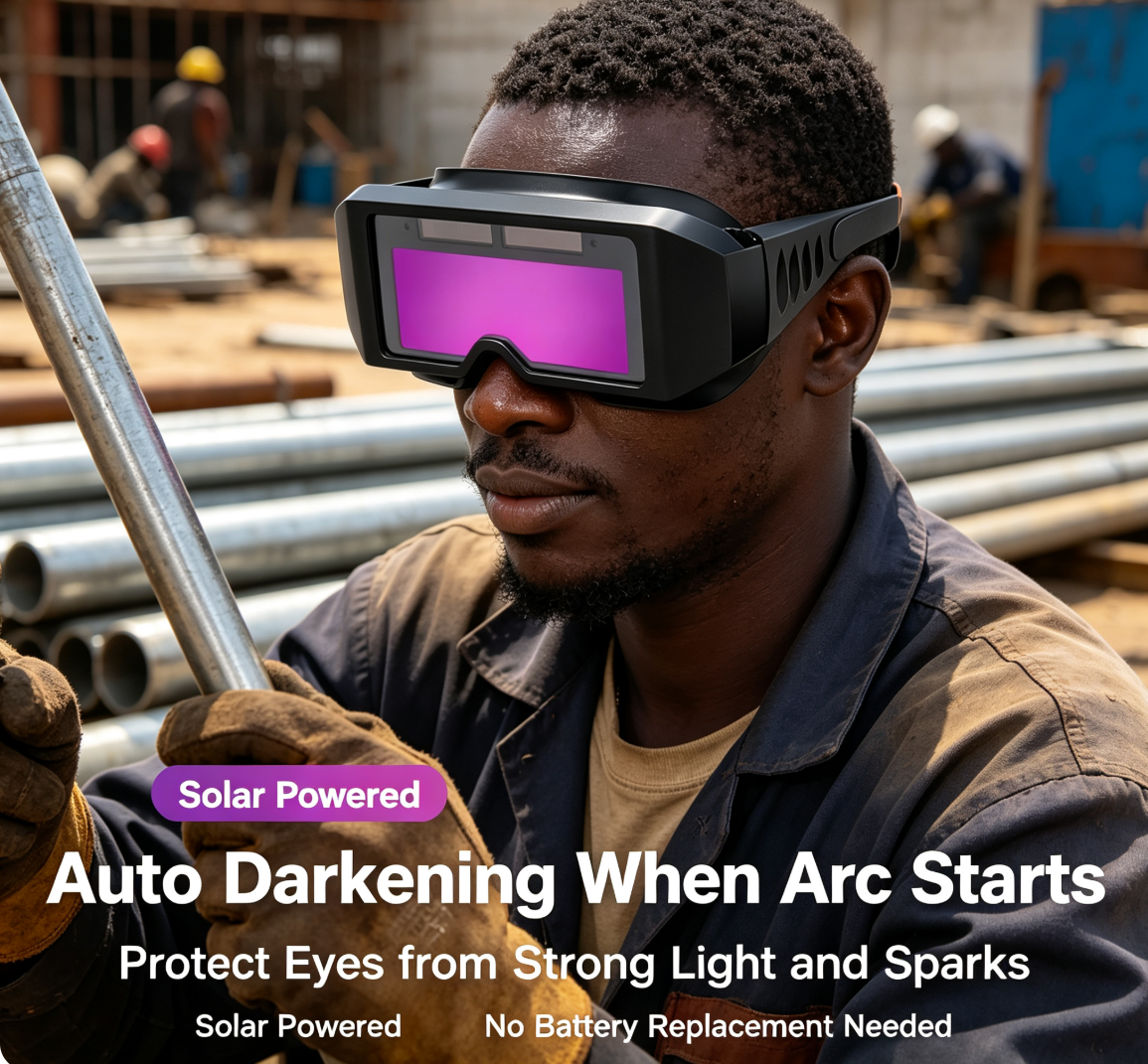 Pay on delivery 1PCS set of welding safety goggles with solar automatic dimming, equipped with 5 protective lenses