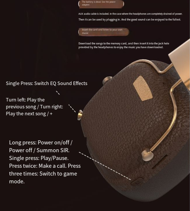2026 New M11 Retro Over-Ear Bluetooth Headphones – Multi-EQ Wireless Music, Fashionable Brown Vintage Leather Design – Perfect for Daily Style & Music