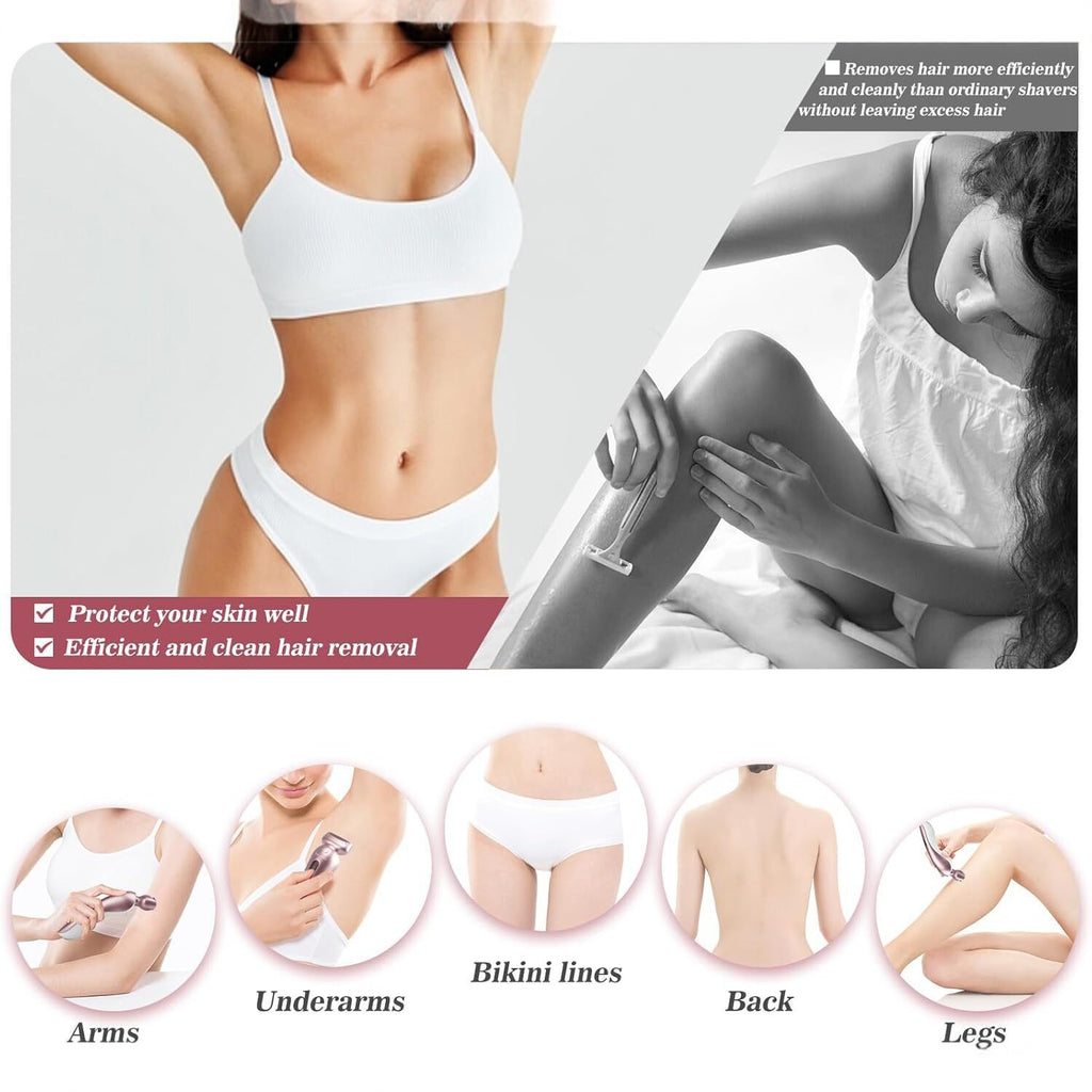 Akunbem Electric Shaver for Women – Best Rechargeable Razor for Bikini, Legs, Underarm & Body Hair – Detachable Head, Cordless Wet/Dry Use, Precise & Safe – Perfect Christmas & New Year Gift