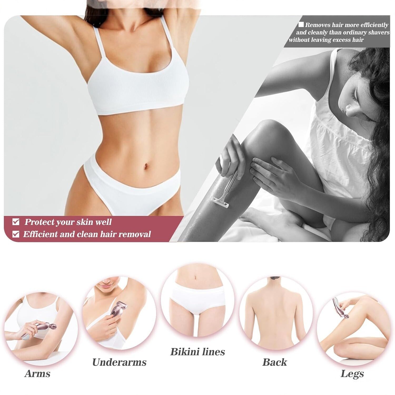Akunbem Electric Shaver for Women – Best Rechargeable Razor for Bikini, Legs, Underarm & Body Hair – Detachable Head, Cordless Wet/Dry Use, Precise & Safe – Perfect Christmas & New Year Gift