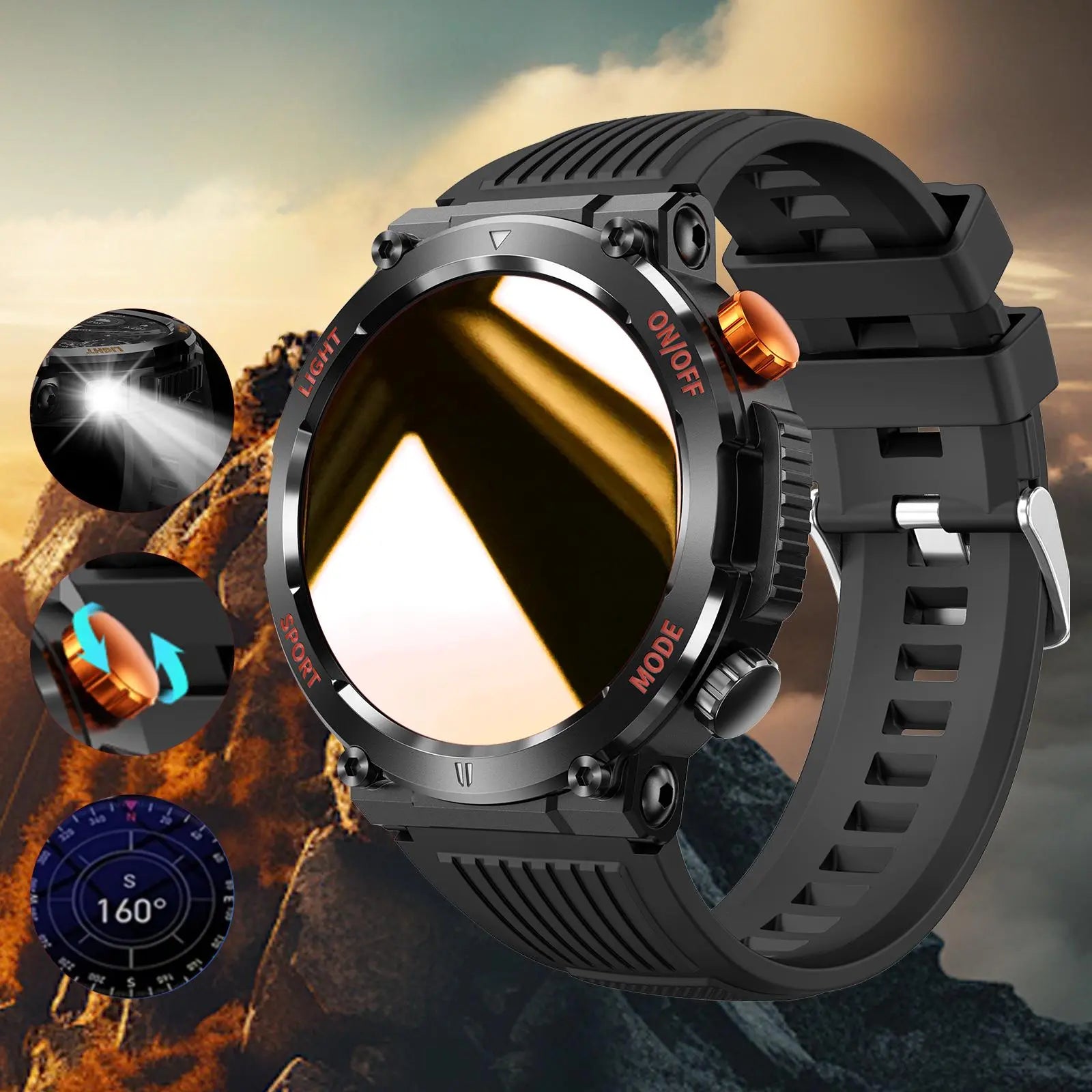 1.46 Inch HD Screen Smartwatch – Multi‑functional Outdoor Sports Fitness Tracker with Wireless Calling, Multi‑sport Mode, Pedometer, LED Light & IP67 Waterproof – Compatible with Android & iOS