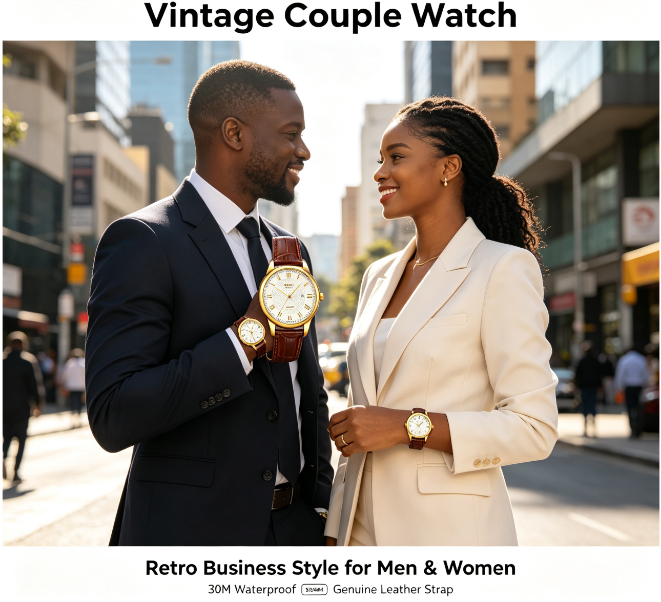 SKMEI 9058 Classic Vintage Couple Quartz Watch – Japanese MIYOTA Movement, 30M Waterproof, Genuine Leather Strap, Calendar Display – Retro Business Style for Men & Women