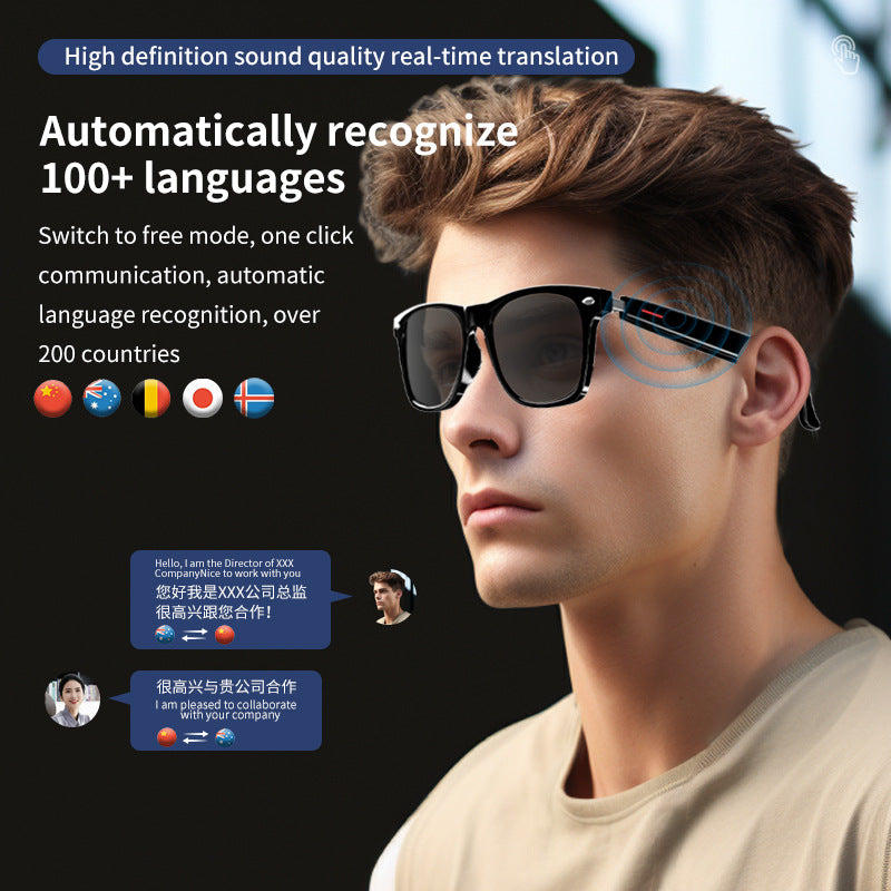 Smart Bluetooth Glasses – Make/Answer Calls, Wireless Music Playback, UV Sun Protection & AI Translation – Touch Control Open‑Ear Headphones – Ideal for Outdoor Sports & Travel