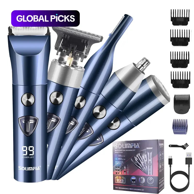 5 in 1 Men's Body Hair Trimmer - Cordless Electric Hair Clipper Set, Rechargeable Shaver Beard Nose Hair Trimmer Multifunctional Grooming Kit 🎵 Free Shipping & Cash on Delivery 📊