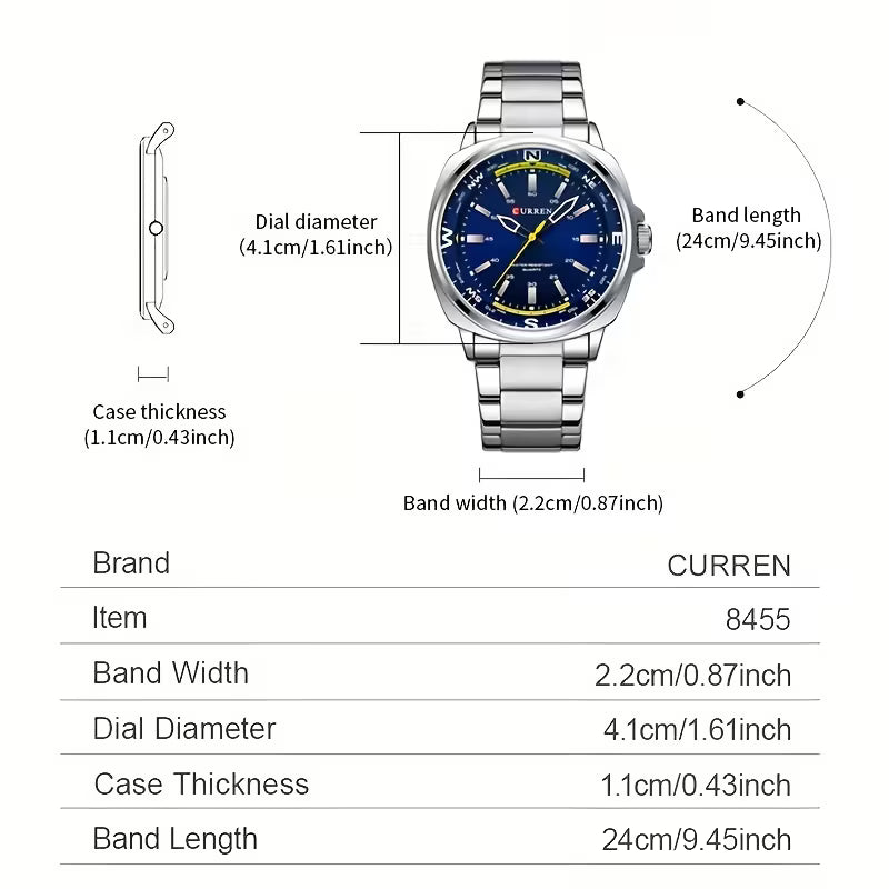 CURREN Watch – Simple Business Casual, Stainless Steel Quartz, Great Gift