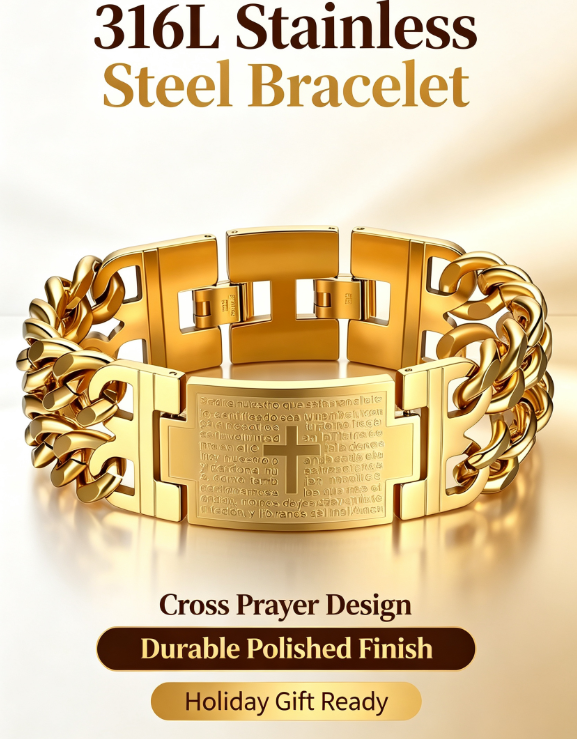 316L Stainless Steel Cross Bracelet – Durable Prayer Design, Great Holiday Gift
