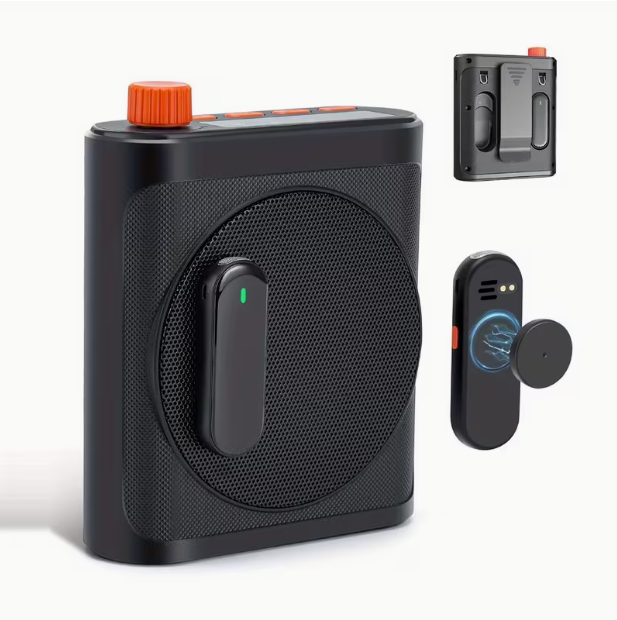 Wireless Voice Amplifier with 2 Wireless Lavalier Microphones – Portable Charging & Storage, Mini Speaker for Teachers, Classroom, Lecture & Training