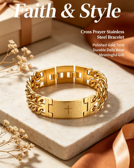 316L Stainless Steel Cross Bracelet – Durable Prayer Design, Great Holiday Gift
