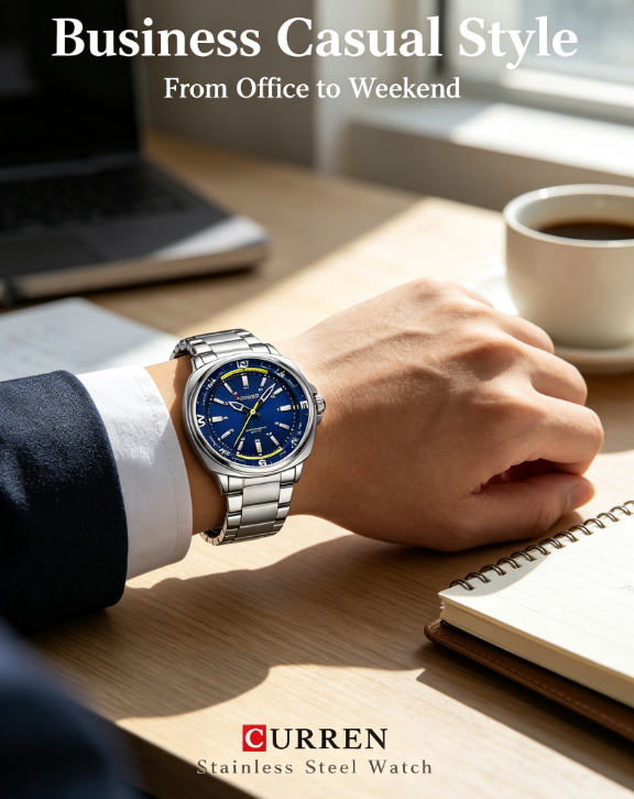 CURREN Watch – Simple Business Casual, Stainless Steel Quartz, Great Gift
