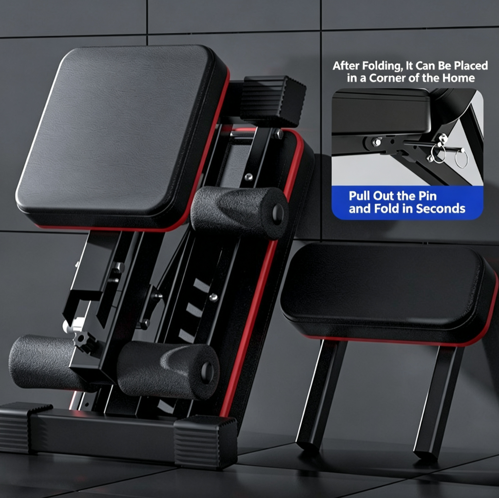 Foldable Weight Bench, 400lbs Weight Capacity , Weight Plate Not Included, Workout Bench Press for Home Gym, Banco Para Hacer Ejercicio Incline Decline Sit up Workout Equipment, Leg Extension and Preacher Pad for Full Body Strength Training
