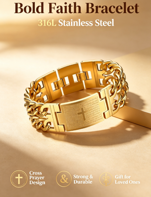 316L Stainless Steel Cross Bracelet – Durable Prayer Design, Great Holiday Gift