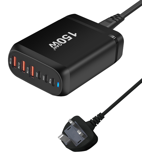 150W GaN Multi-Port Desktop Charger - PD Fast Charging Travel Adapter for Multiple Devices