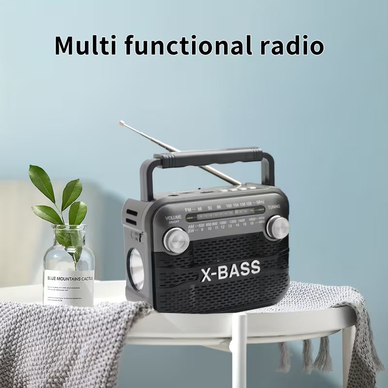 RX-125BT Portable Radio – FM/AM/SW1-6/USB/TF/BT, 3W Output, 800mAh Battery with Flashlight