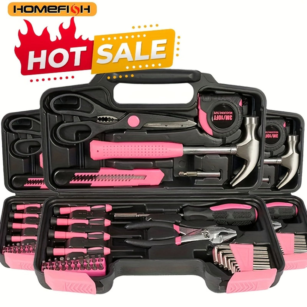 39pcs pink tool kit screwdriver utility knife image 6