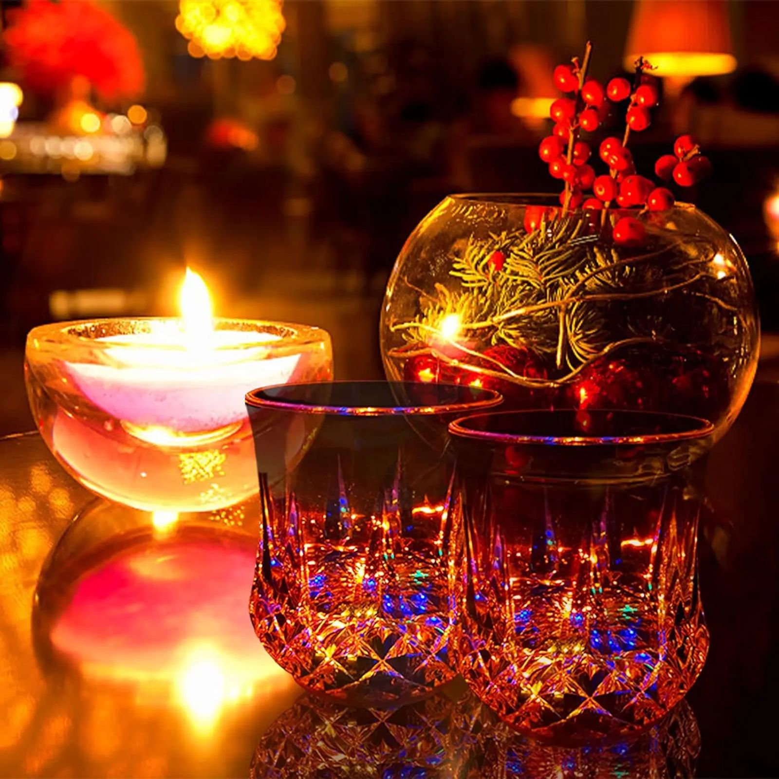 Liquid Activated LED Light Up cups Crystal Drink Set, 2-6 Pack Auto-Glowing Plastic Tumblers for Bar Party Decor, Christmas Gift & Thanksgiving Tableware (Plastic Construction) image 5