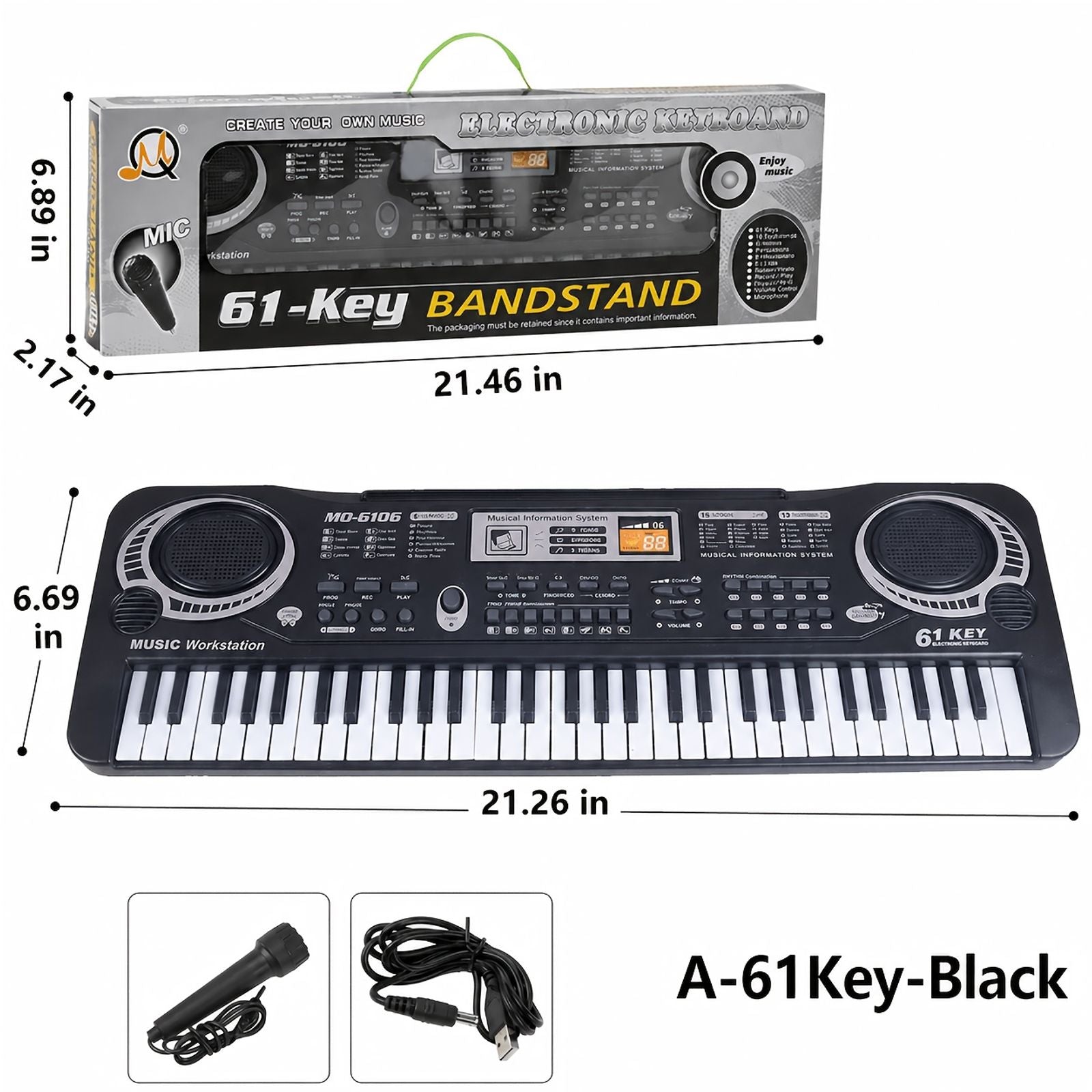 61 key electronic piano keyboard set built in mic printed image 6