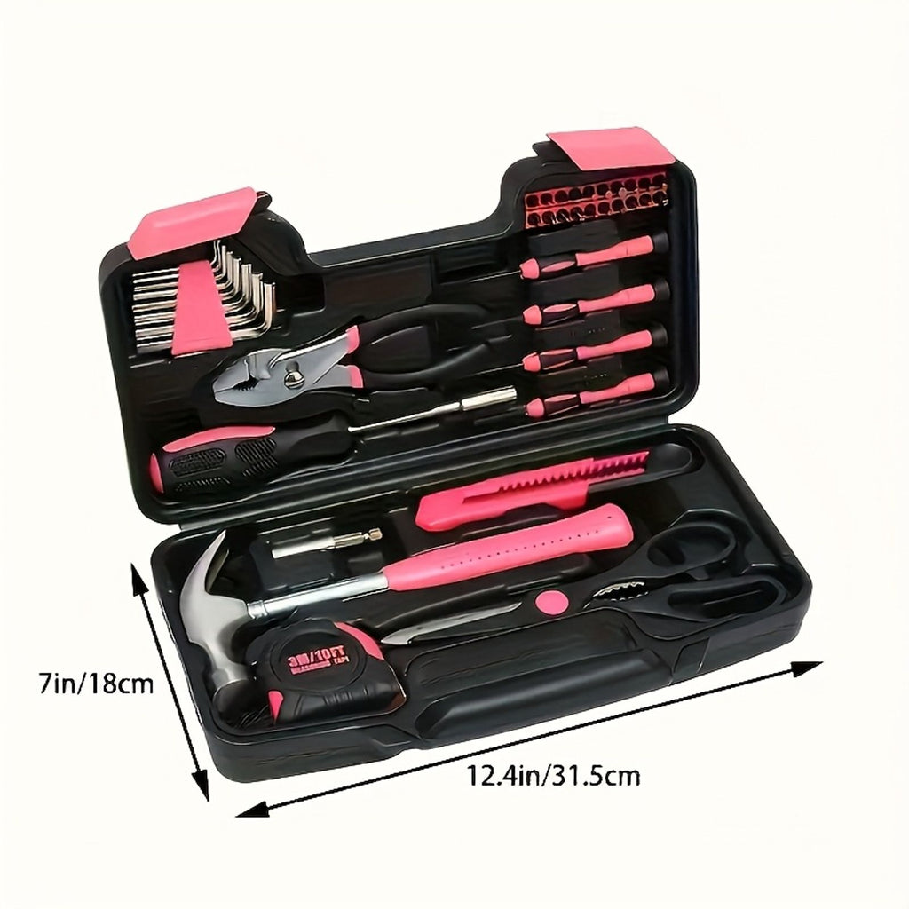 39pcs pink tool kit screwdriver utility knife image 7