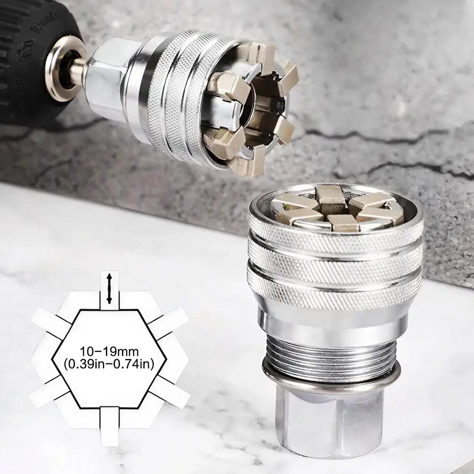 Adjustable Universal Socket Wrench Grip Adapter, 10-19mm Hex Head Nuts And Bolts Driver Tool, For 3/8" Drive Ratchet Torque Wrench And Power Drill, Power Tool Accessories