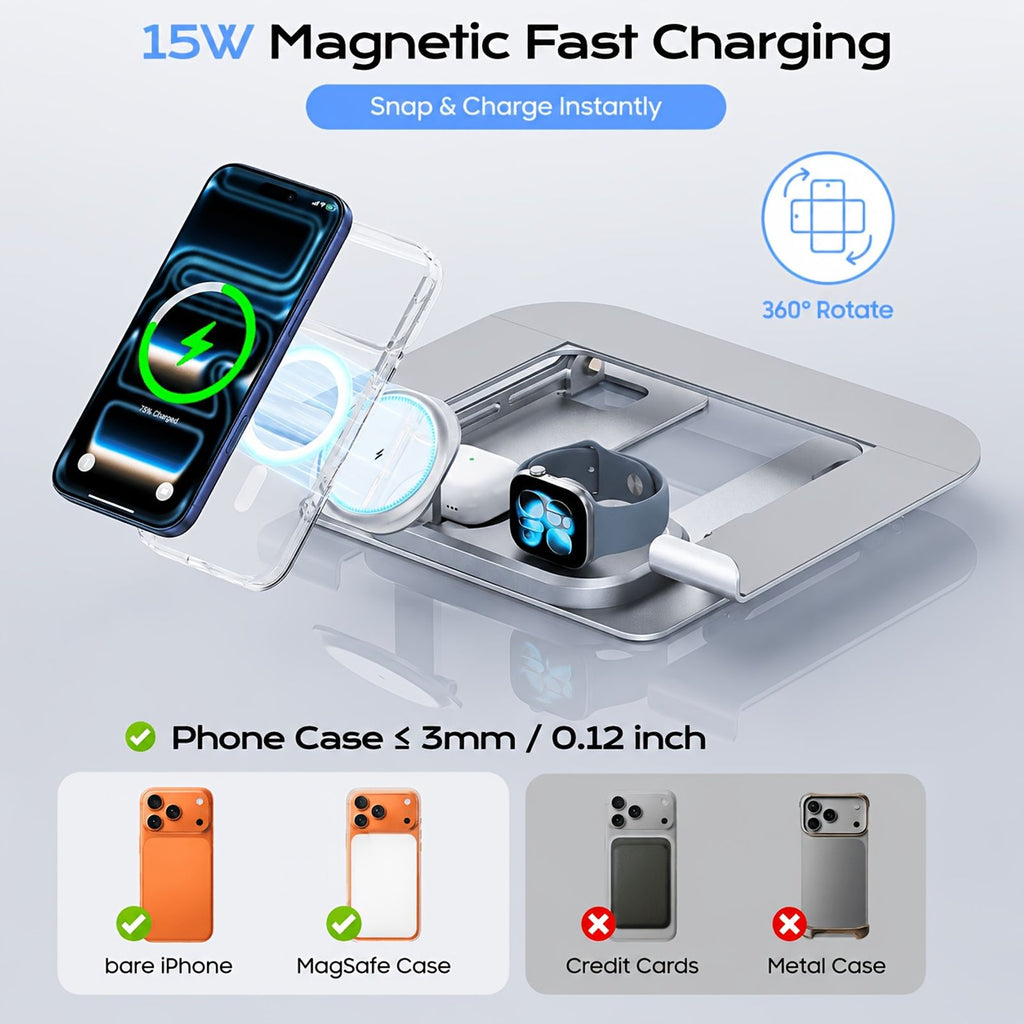 foldable aluminum laptop stand 3 in 1 wireless charging image 9