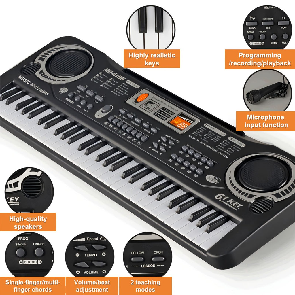 61 key electronic piano keyboard set built in mic printed image 5