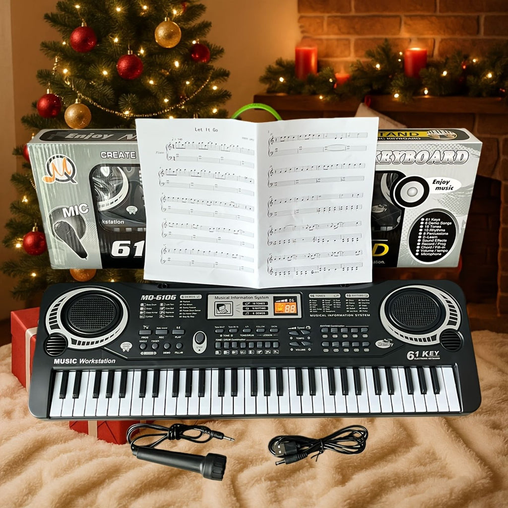 61 key electronic piano keyboard set built in mic printed