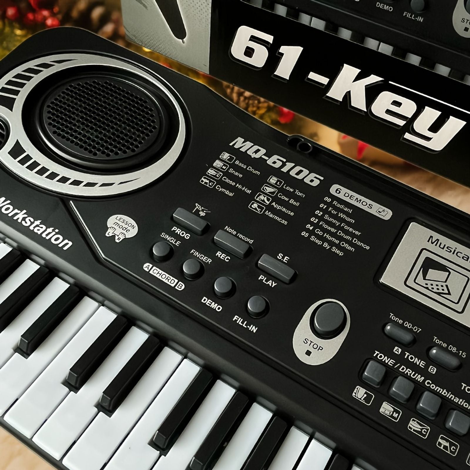 61 key electronic piano keyboard set built in mic printed image 2