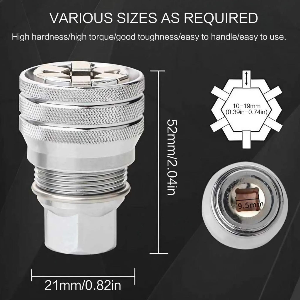 Adjustable Universal Socket Wrench Grip Adapter, 10-19mm Hex Head Nuts And Bolts Driver Tool, For 3/8" Drive Ratchet Torque Wrench And Power Drill, Power Tool Accessories image 2