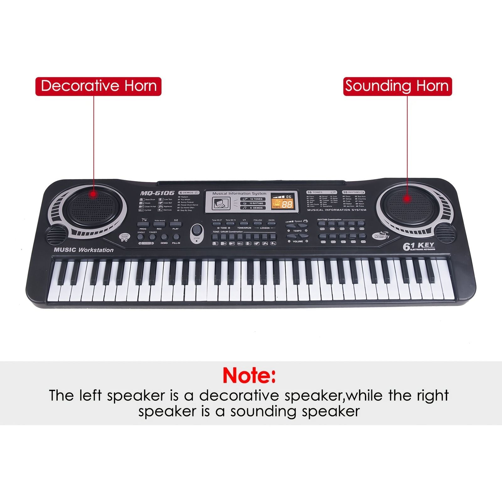 61 key electronic piano keyboard set built in mic printed image 4